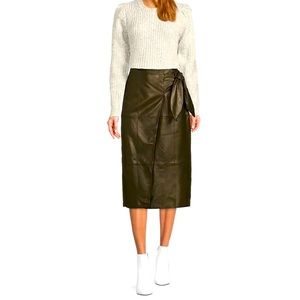 Antonio Melani Julia Genuine Leather Faux Wrap Midi Skirt